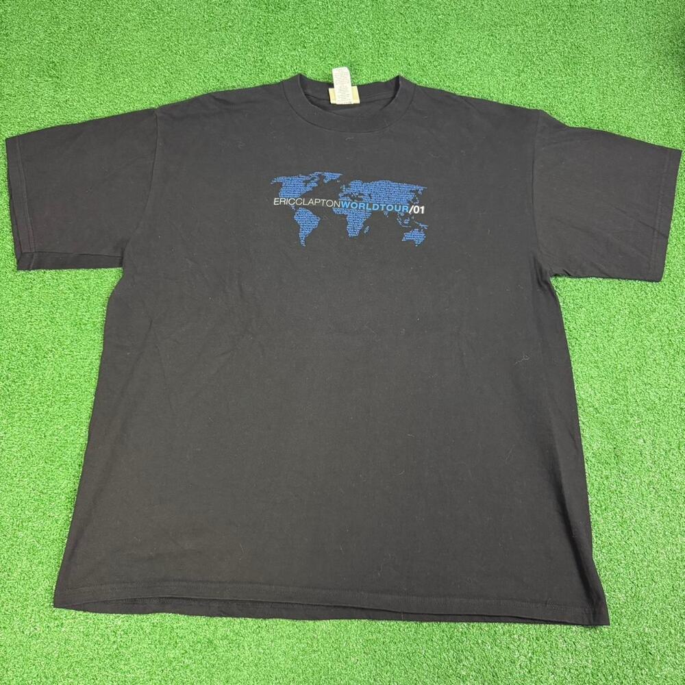 Eric Clapton World Tour 2001 Local Crew Concert Band Tee Vintage Black Blue XL